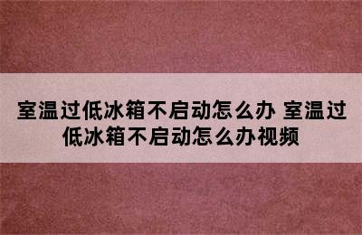 室温过低冰箱不启动怎么办 室温过低冰箱不启动怎么办视频